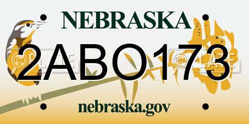 2ABO173 Nebraska License Plate