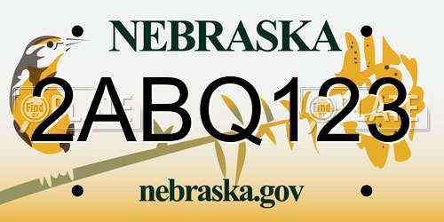2ABQ123 Nebraska License Plate