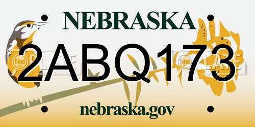 2ABQ173 Nebraska License Plate