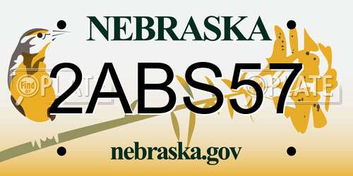 2ABS57 Nebraska License Plate