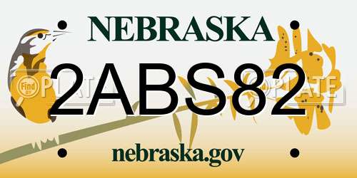 2ABS82 Nebraska License Plate