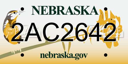 2AC2642 Nebraska License Plate
