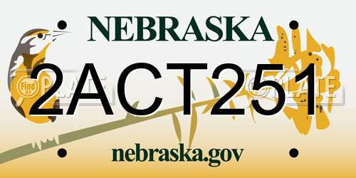 2ACT251 Nebraska License Plate