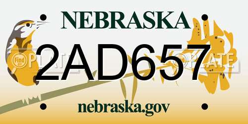 2AD657 Nebraska License Plate