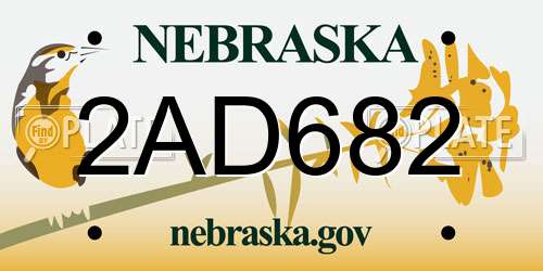 2AD682 Nebraska License Plate
