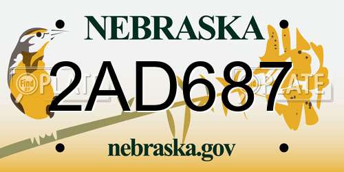 2AD687 Nebraska License Plate