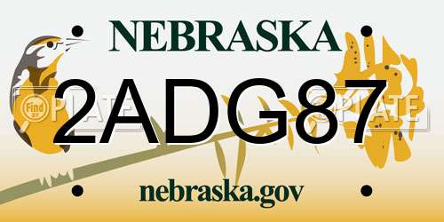 2ADG87 Nebraska License Plate