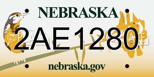 2AE1280 Nebraska License Plate