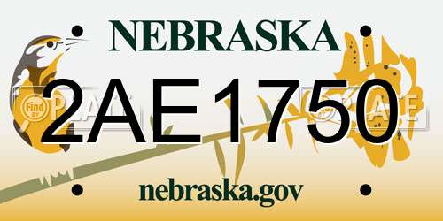 2AE1750 Nebraska License Plate