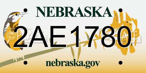2AE1780 Nebraska License Plate