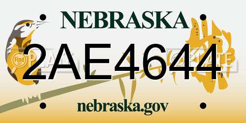 2AE4644 Nebraska License Plate