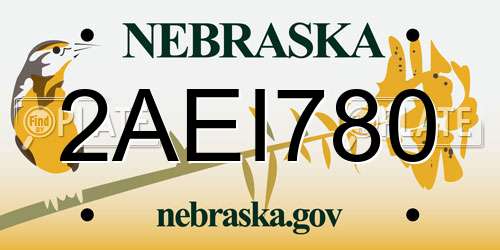2AEI780 Nebraska License Plate