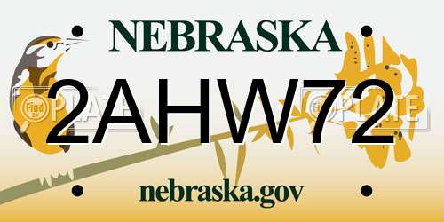 2AHW72 Nebraska License Plate