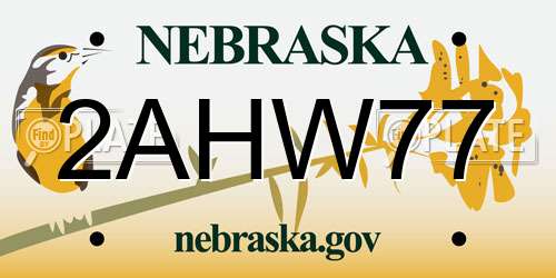 2AHW77 Nebraska License Plate