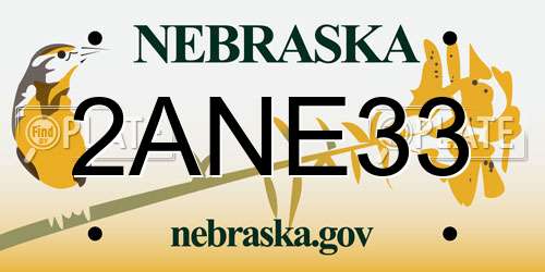 2ANE33 Nebraska License Plate