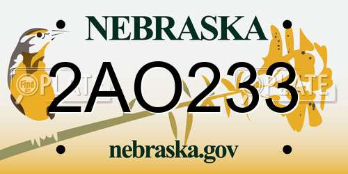 2AO233 Nebraska License Plate