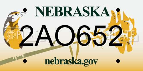 2AO652 Nebraska License Plate