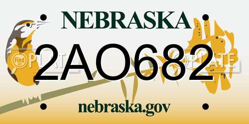 2AO682 Nebraska License Plate