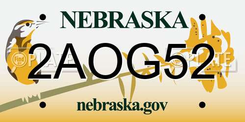 2AOG52 Nebraska License Plate