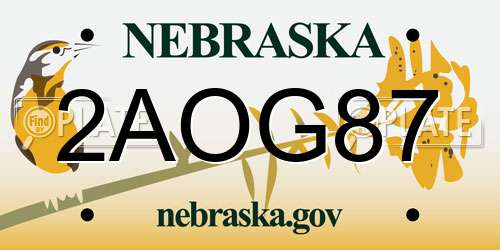 2AOG87 Nebraska License Plate