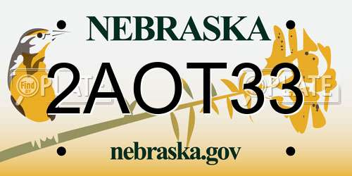 2AOT33 Nebraska License Plate
