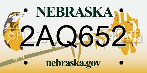 2AQ652 Nebraska License Plate