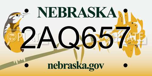 2AQ657 Nebraska License Plate