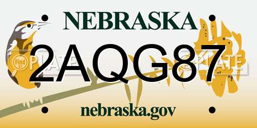 2AQG87 Nebraska License Plate