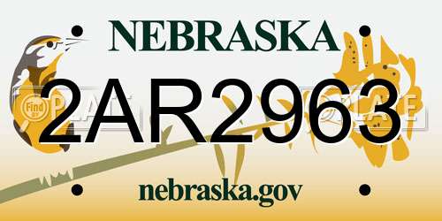 2AR2963 Nebraska License Plate