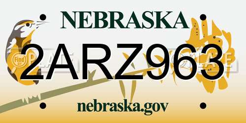 2ARZ963 Nebraska License Plate