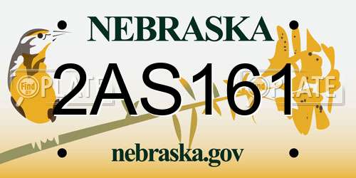 2AS161 Nebraska License Plate