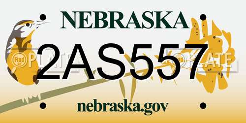2AS557 Nebraska License Plate