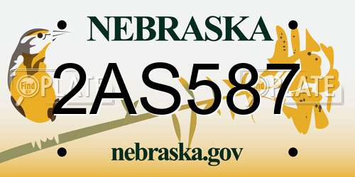 2AS587 Nebraska License Plate