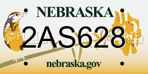 2AS628 Nebraska License Plate