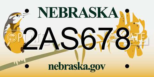 2AS678 Nebraska License Plate