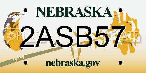 2ASB57 Nebraska License Plate