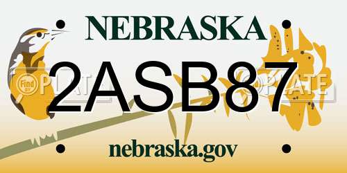 2ASB87 Nebraska License Plate