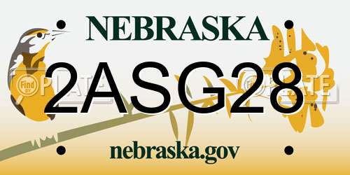 2ASG28 Nebraska License Plate