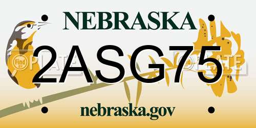 2ASG75 Nebraska License Plate