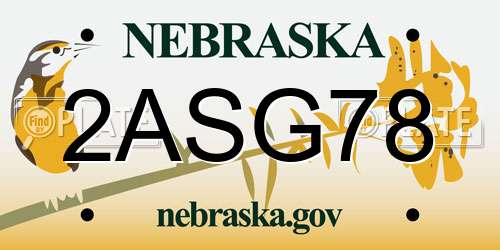 2ASG78 Nebraska License Plate