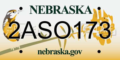2ASO173 Nebraska License Plate