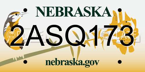 2ASQ173 Nebraska License Plate