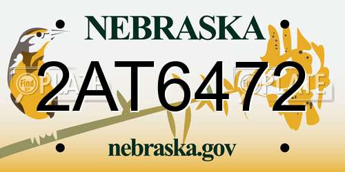 2AT6472 Nebraska License Plate