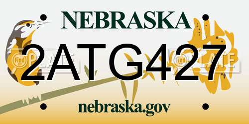 2ATG427 Nebraska License Plate