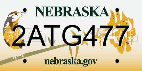 2ATG477 Nebraska License Plate