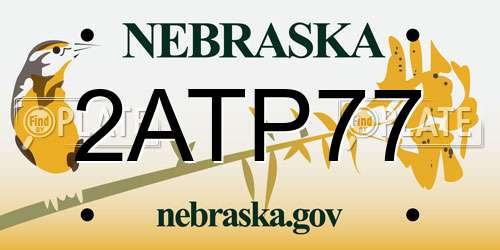2ATP77 Nebraska License Plate
