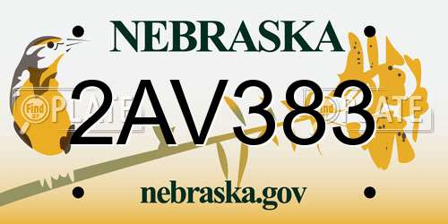 2AV383 Nebraska License Plate