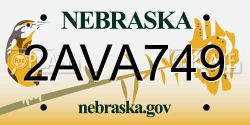 2AVA749 Nebraska License Plate
