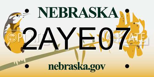 2AYE07 Nebraska License Plate