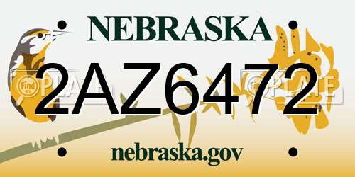 2AZ6472 Nebraska License Plate